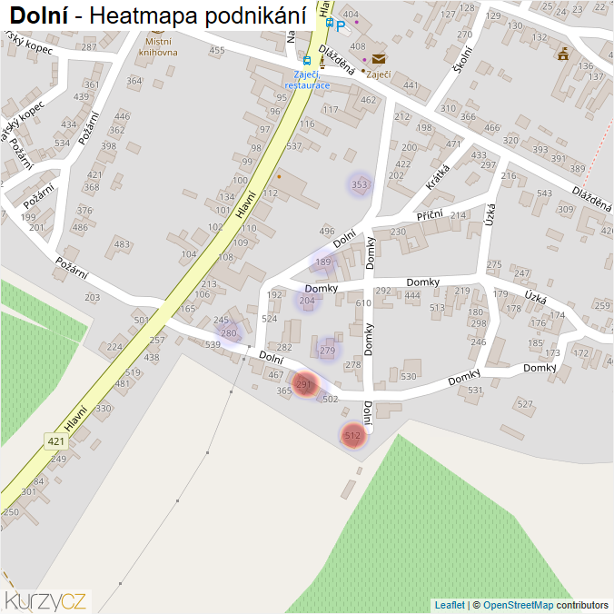 Mapa Dolní - Firmy v ulici.