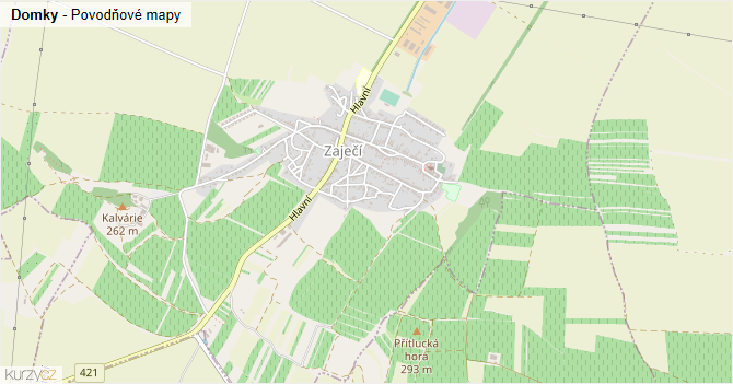 Domky - záplavové mapy stoleté vody