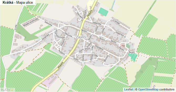 Krátká - mapa ulice