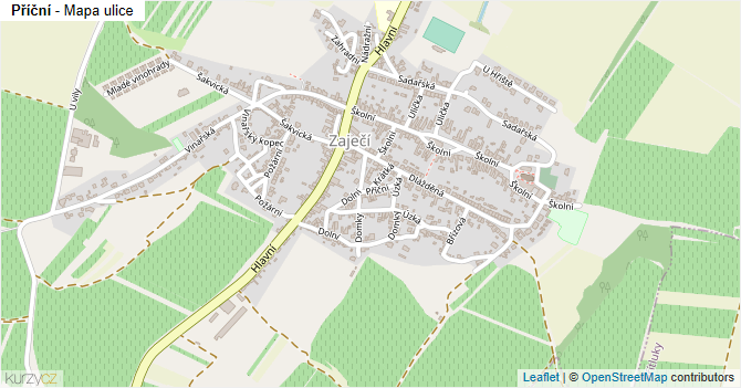 Příční - mapa ulice