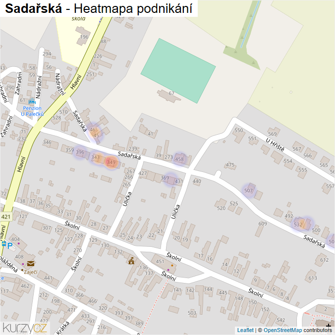 Mapa Sadařská - Firmy v ulici.