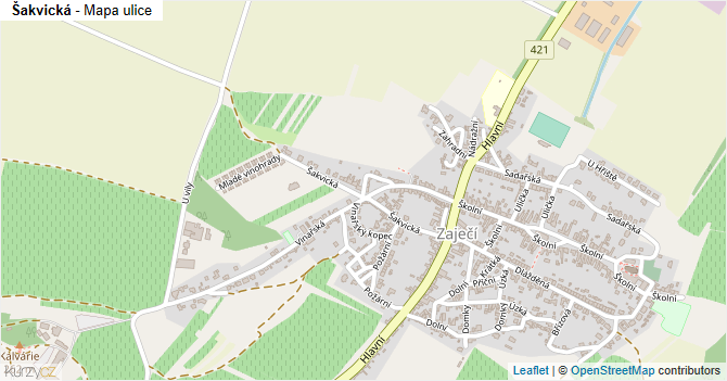 Šakvická - mapa ulice