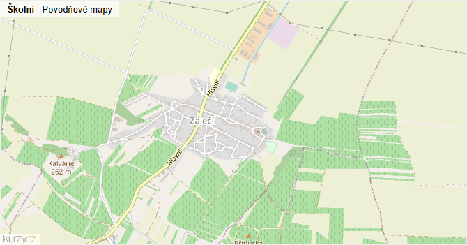 Školní - záplavové mapy stoleté vody