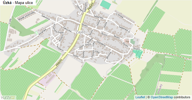 Úzká - mapa ulice