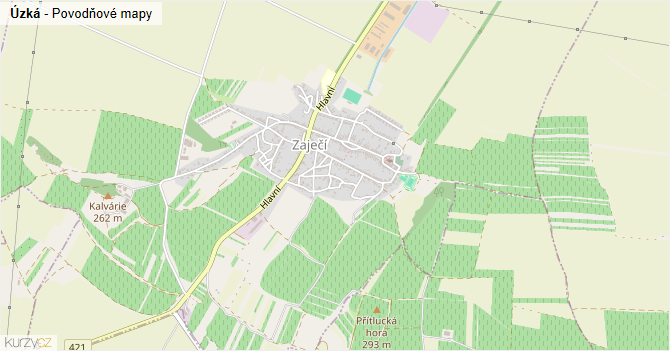 Úzká - záplavové mapy stoleté vody