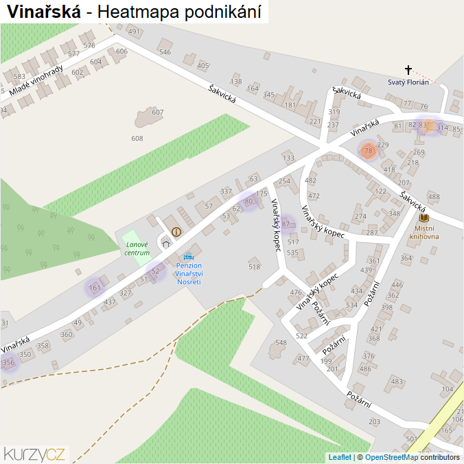 Mapa Vinařská - Firmy v ulici.
