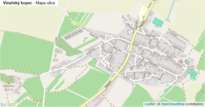 Vinařský kopec - mapa ulice