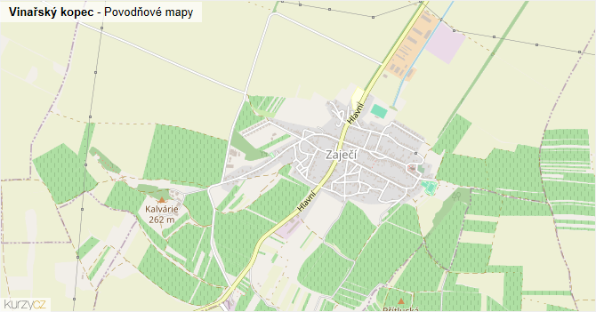 Vinařský kopec - záplavové mapy stoleté vody