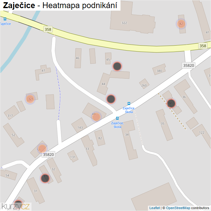 Mapa Zaječice - Firmy v obci.