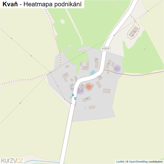 Mapa Kvaň - Firmy v části obce.