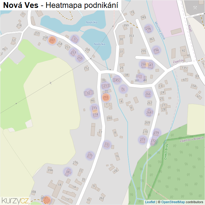 Mapa Nová Ves - Firmy v části obce.