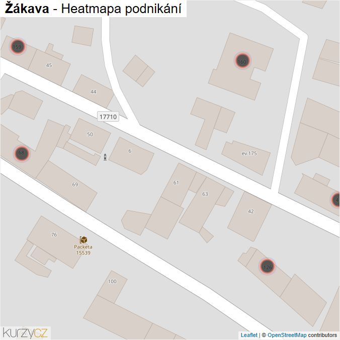 Mapa Žákava - Firmy v obci.