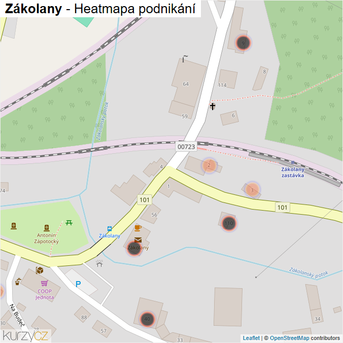 Mapa Zákolany - Firmy v obci.