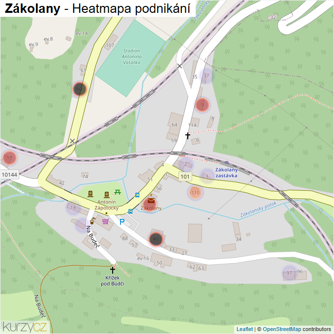 Mapa Zákolany - Firmy v části obce.