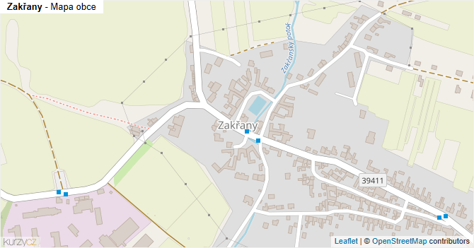 Zakřany - mapa obce