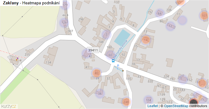 Zakřany - mapa podnikání
