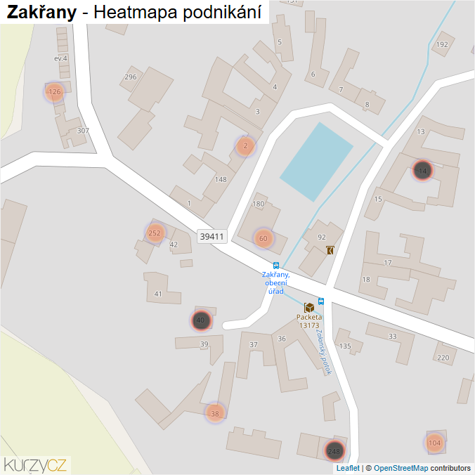 Mapa Zakřany - Firmy v obci.