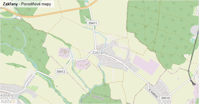 Zakřany - záplavové mapy stoleté vody
