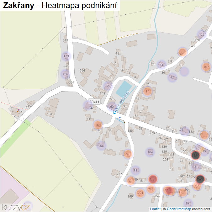 Mapa Zakřany - Firmy v části obce.