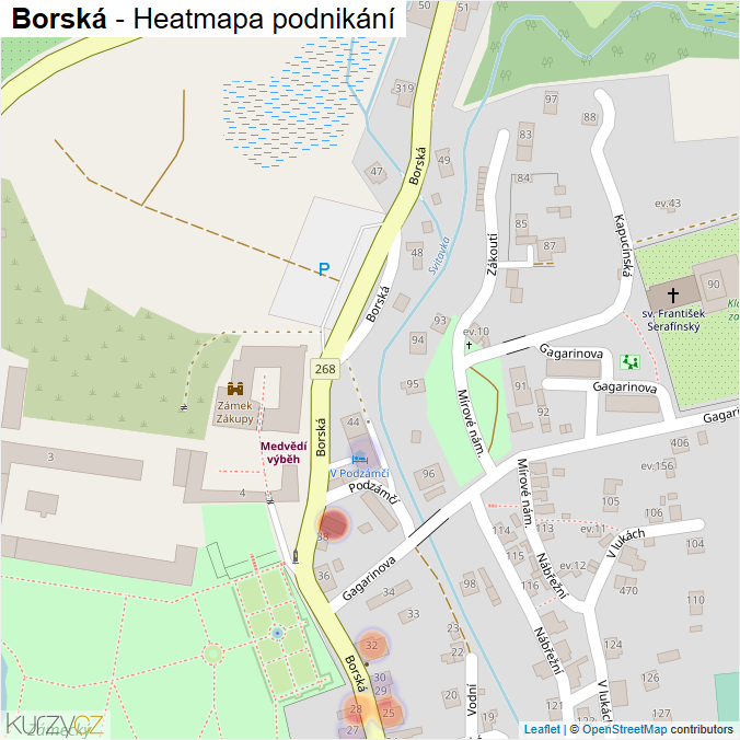 Mapa Borská - Firmy v ulici.