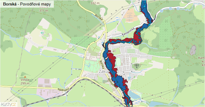 Borská - záplavové mapy stoleté vody