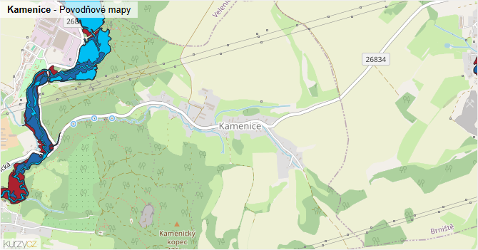 Kamenice - záplavové mapy stoleté vody