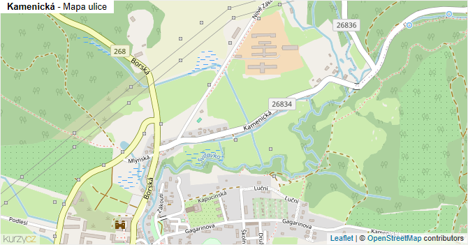 Kamenická - mapa ulice