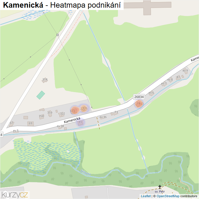 Mapa Kamenická - Firmy v ulici.