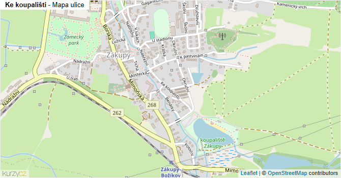 Ke koupališti - mapa ulice