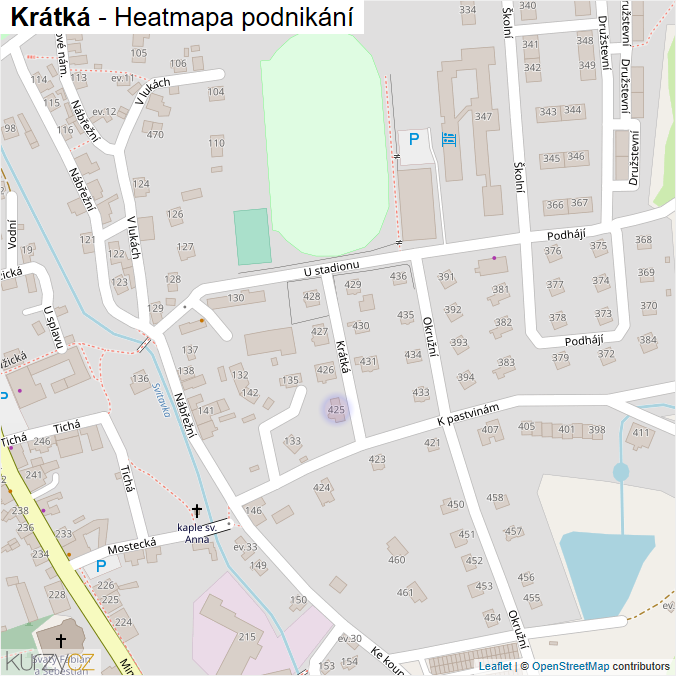Mapa Krátká - Firmy v ulici.