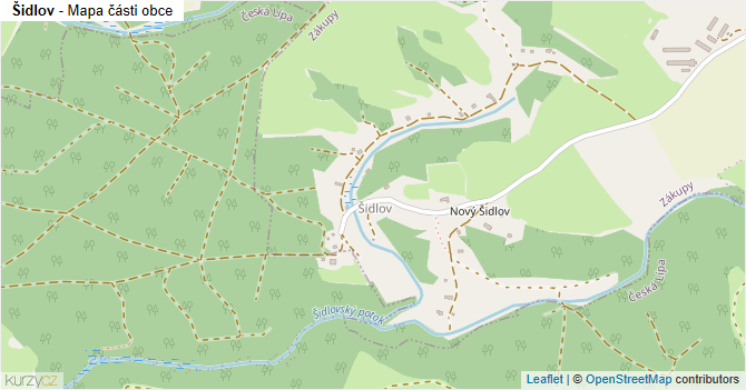 Šidlov - mapa části obce