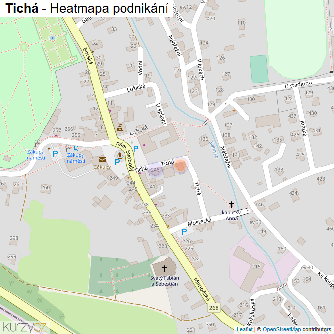 Mapa Tichá - Firmy v ulici.