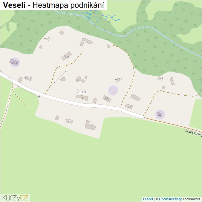 Mapa Veselí - Firmy v části obce.