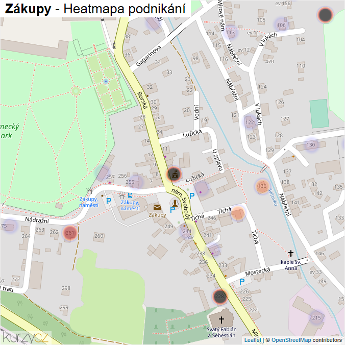 Mapa Zákupy - Firmy v části obce.