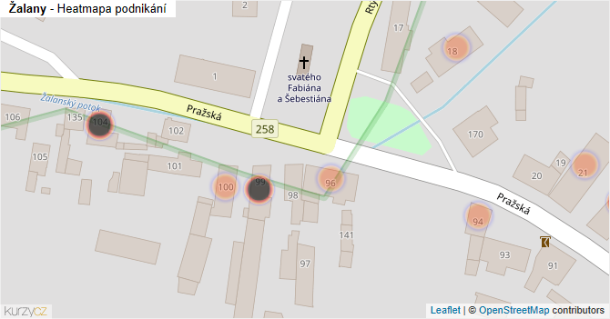 Žalany - mapa podnikání