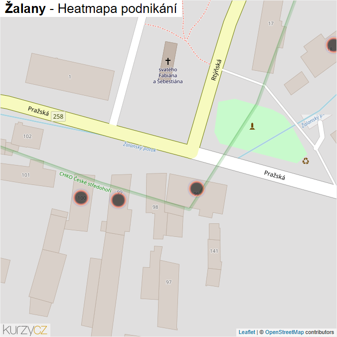 Mapa Žalany - Firmy v obci.