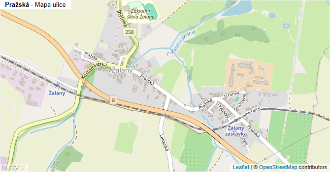 Pražská - mapa ulice