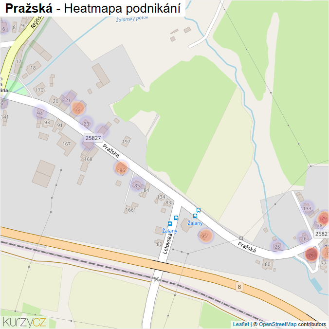 Mapa Pražská - Firmy v ulici.