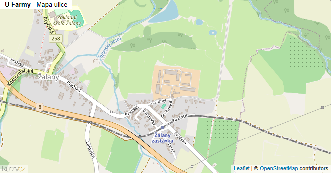 U Farmy - mapa ulice