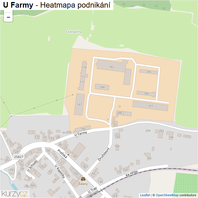 Mapa U Farmy - Firmy v ulici.
