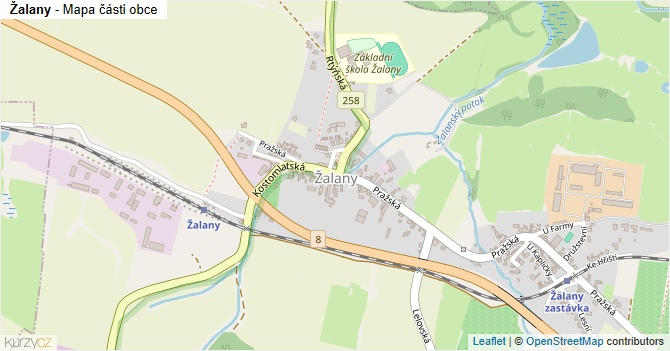 Žalany - mapa části obce