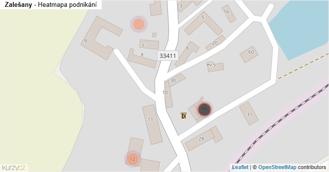 Zalešany - mapa podnikání
