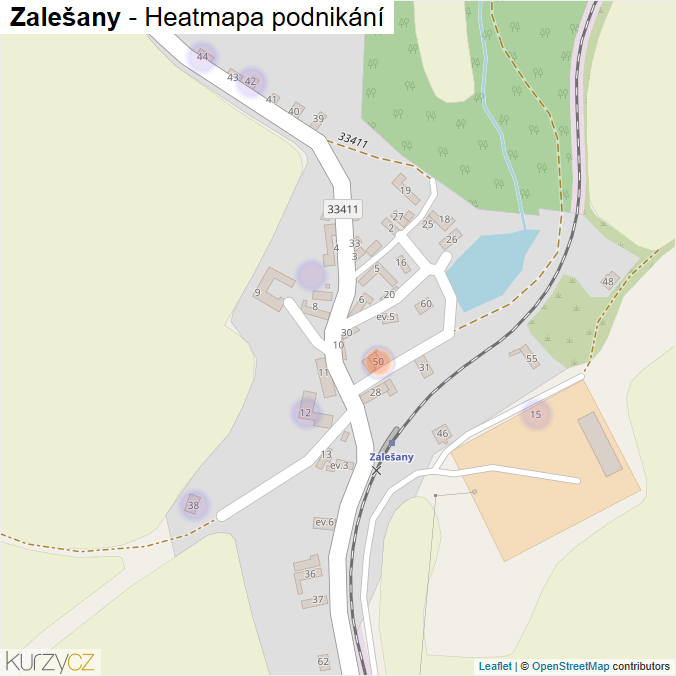 Mapa Zalešany - Firmy v části obce.