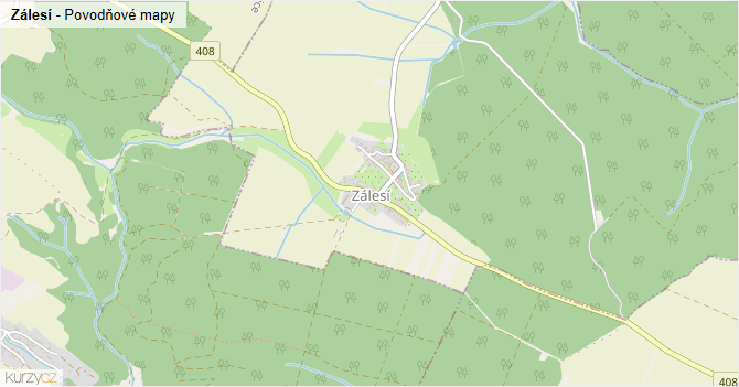 Zálesí - záplavové mapy stoleté vody