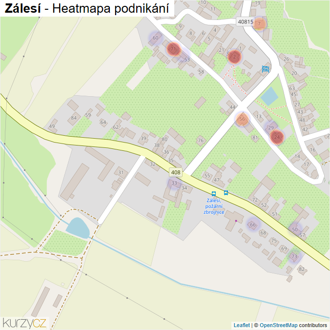 Mapa Zálesí - Firmy v části obce.