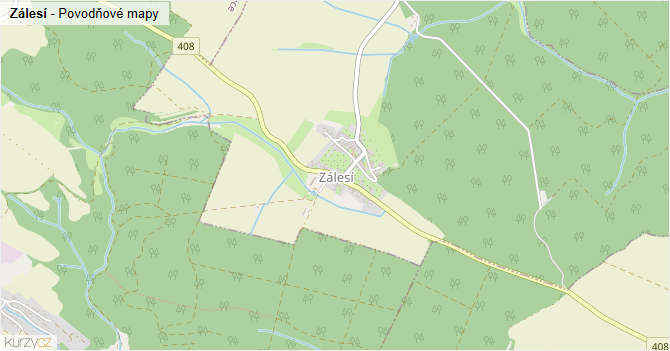 Zálesí - záplavové mapy stoleté vody