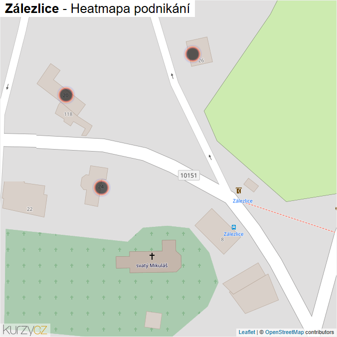 Mapa Zálezlice - Firmy v obci.