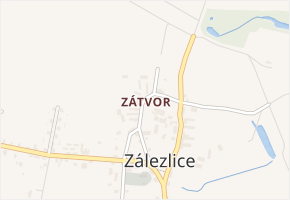 Zátvor v obci Zálezlice - mapa části obce