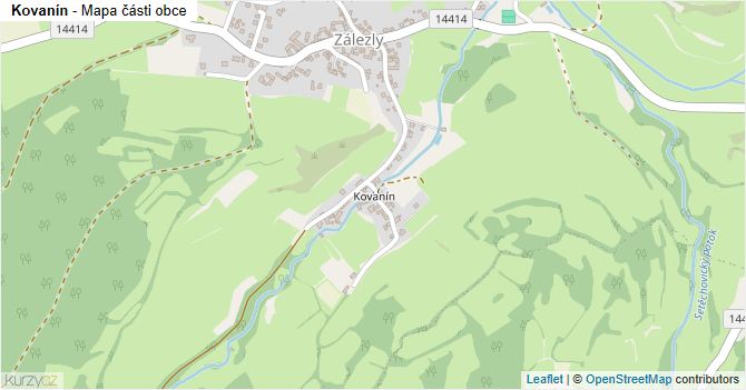Kovanín - mapa části obce