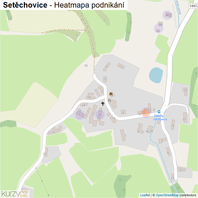 Mapa Setěchovice - Firmy v části obce.